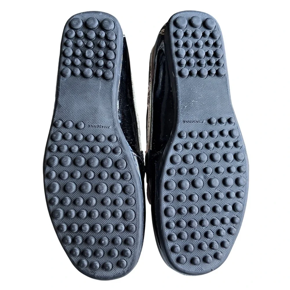 Peter Millar Womens Snake Print Tassel Driving Loafers Black White Patent 6M